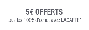 5€ offerts tous les 100euros d'achat avec LACARTE